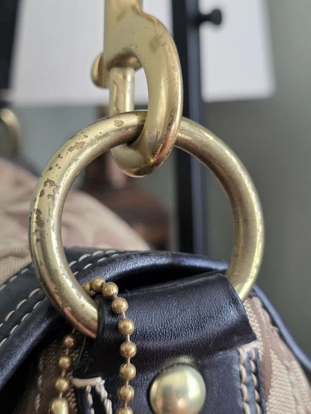 Coach Legacy Ali F12857 Khaki Black Signature Canvas Leather Shoulder Bag Y2K